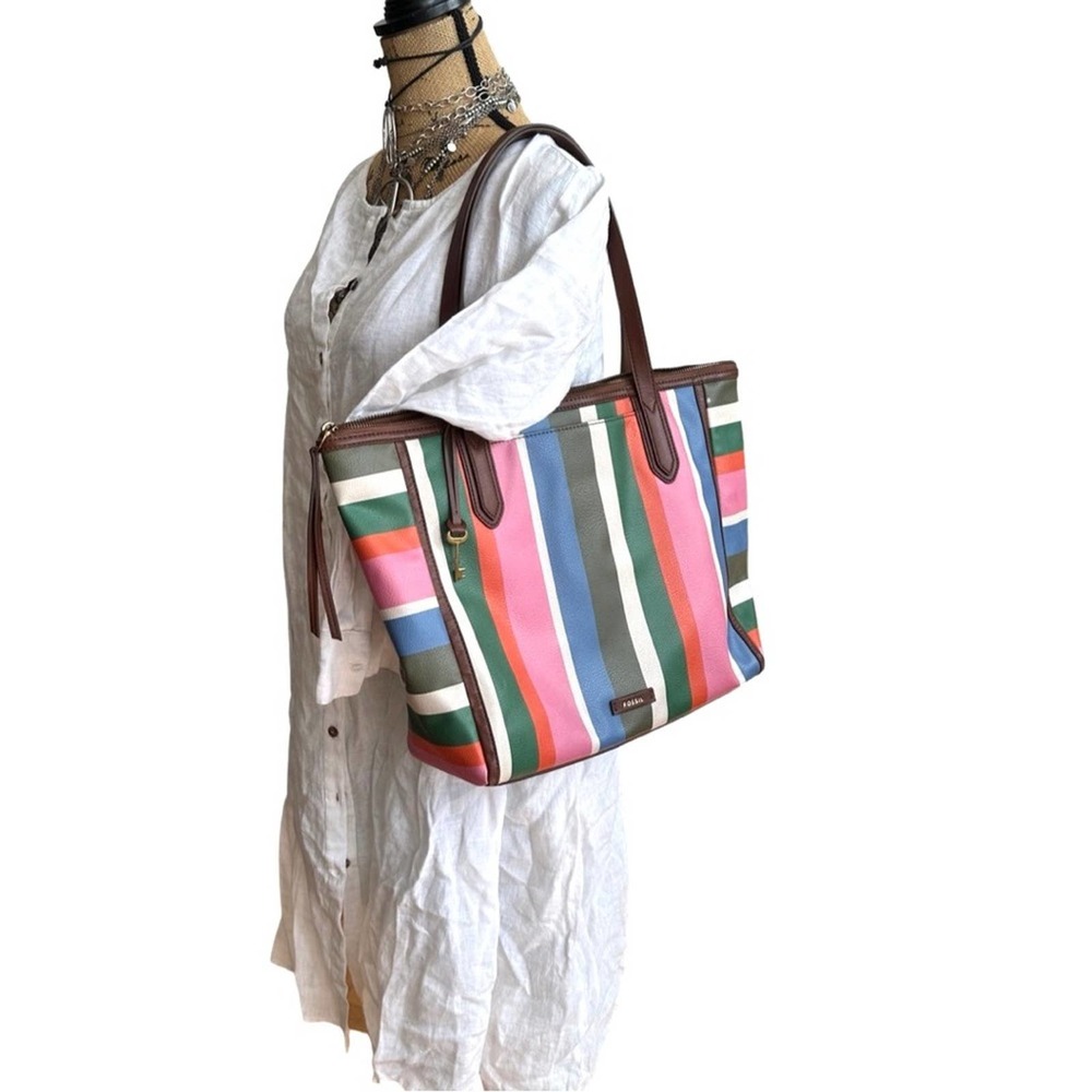 FOSSIL  Sydney Tote Bag Colorful Stripes - Picture 8 of 14